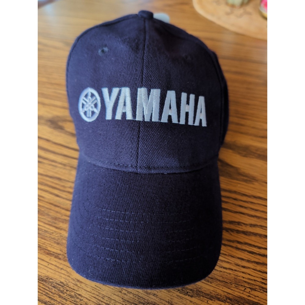 YAMAHA Baseball Cap Hat Motocross Outboard Fishing White Blue Strapback One Size